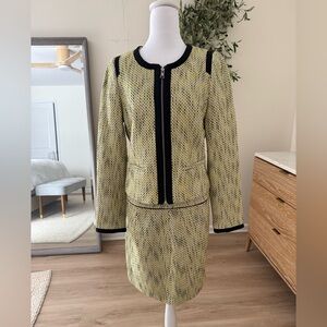 Banana Republic Yellow and Black Tweed Jacket & Skirt Set